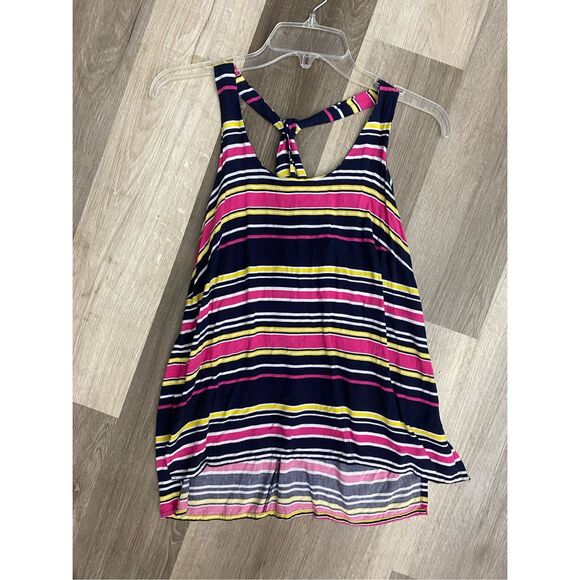 Cambridge Dry Goods Rayon Stripe Racerback Tank Sleeveless Blouse, Sz Medium - Picture 1 of 6